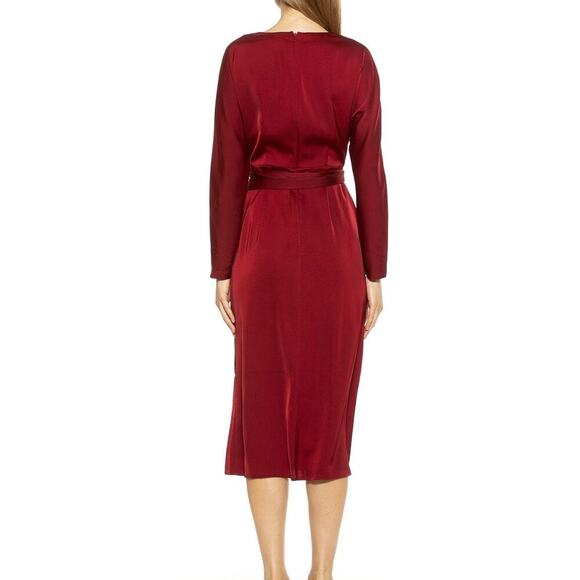 Alexia Admor Red Silky Mock Neck Wrap Dress - Size 14 - Picture 3 of 10